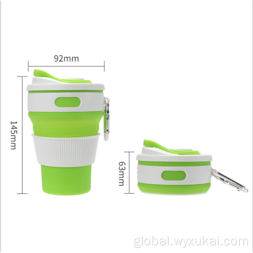 Folding Coffee Cup with Carabiner 350ml Travel Foldable Camping Folding Silicone Coffee Cups Supplier